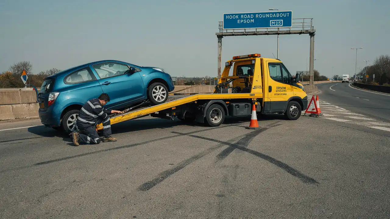 Tow truck recovering a crash-damaged car in Epsom, Bendigo, local towing and accident recovery service