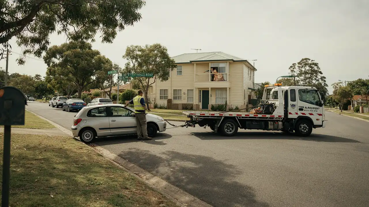 Tow truck collecting a car in Strathdale, Bendigo, local towing and cash for cars service