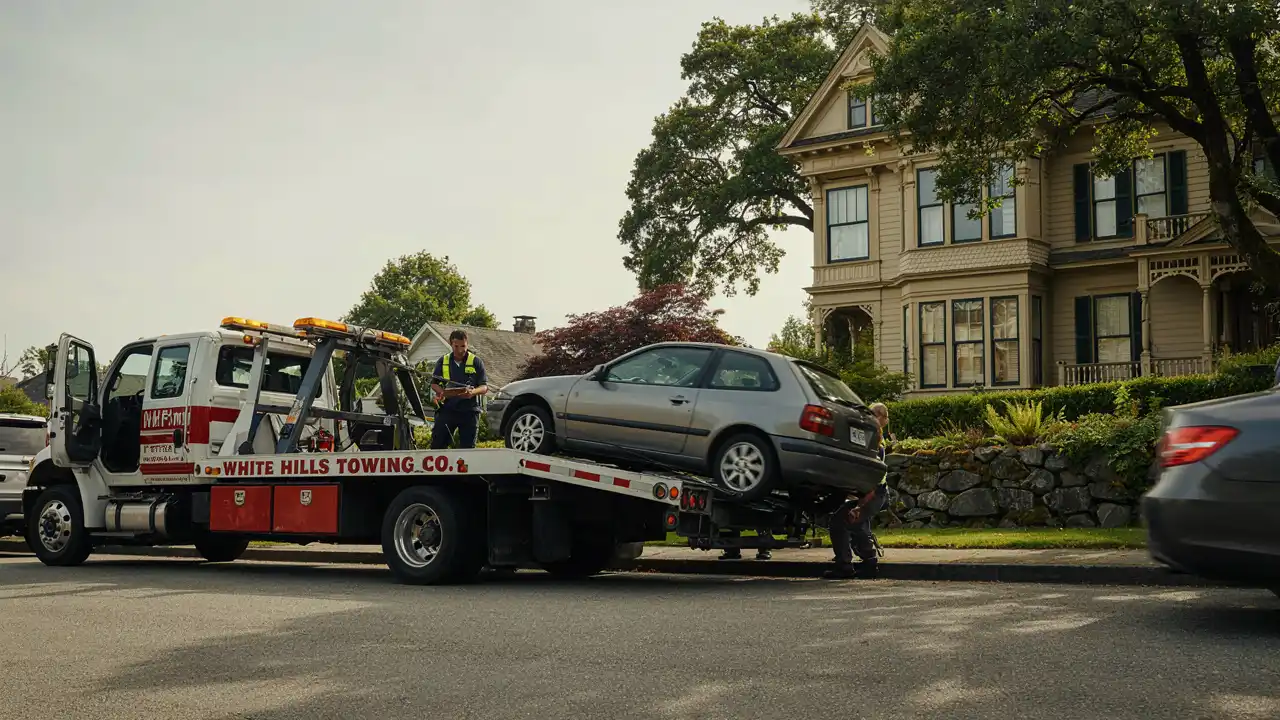 Tow truck collecting a car in White Hills, Bendigo, local towing and cash for cars service